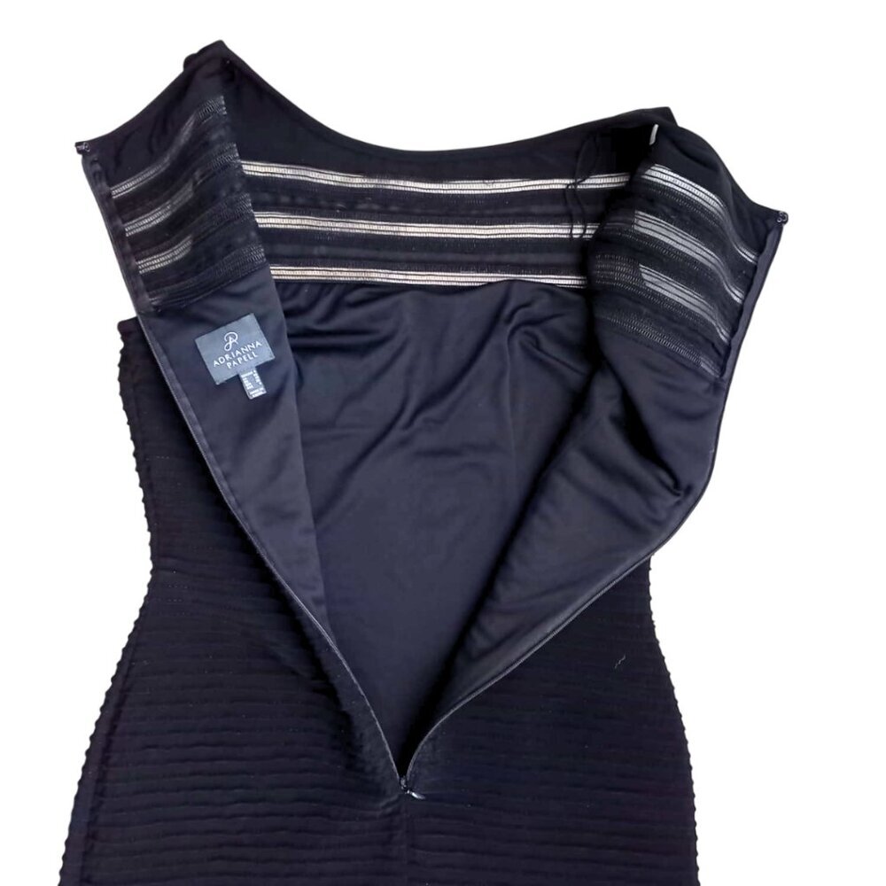 Adrianna Papell Black Sheath Dress Sleeveless Knee Length Elegant Size 6 - Picture 3 of 8